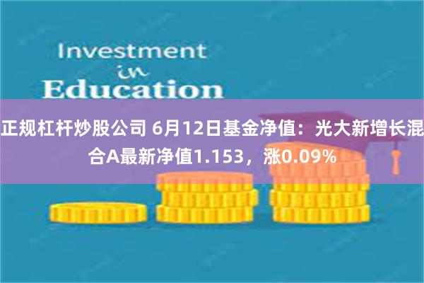 正规杠杆炒股公司 6月12日基金净值：光大新增长混合A最新净值1.153，涨0.09%