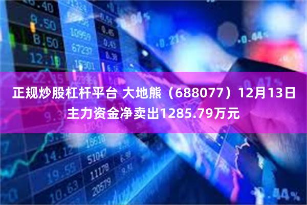 正规炒股杠杆平台 大地熊（688077）12月13日主力资金净卖出1285.79万元